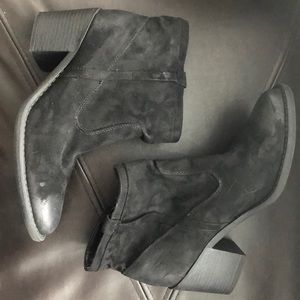Black faux suede ankle booties